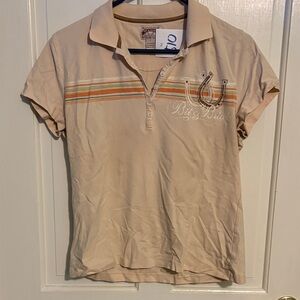 Bit and Bridle Beige Polo Shirt with Stripes